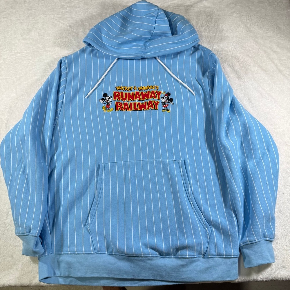 Disney Parks Mickey & Minnie's Runaway Railway Pinstripe Blue Hoodie
